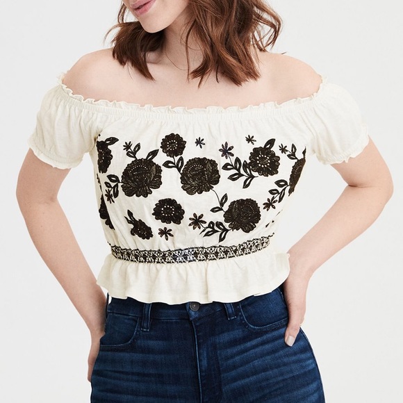 american eagle floral white crop top - Picture 1 of 6